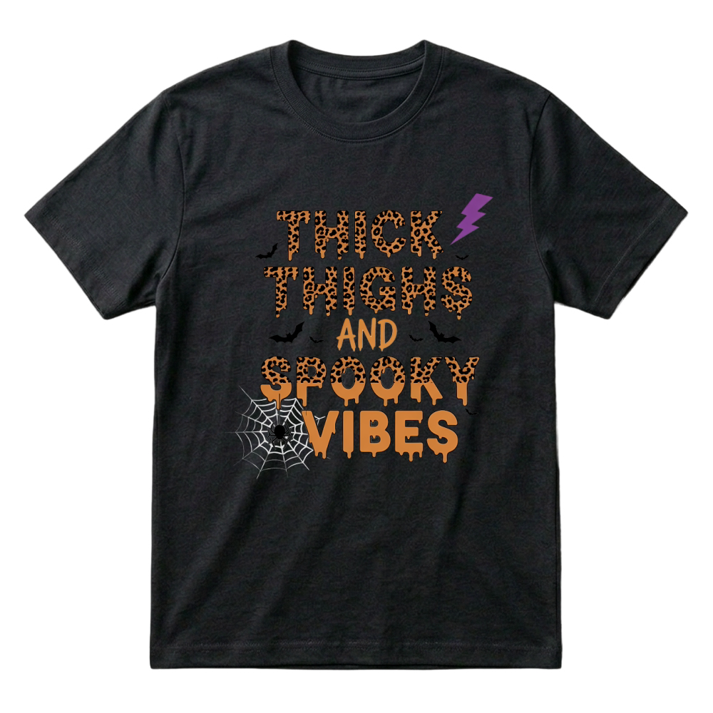 Product Halloween Retro Thick Thighs and Spooky Vibes T-Shirt
