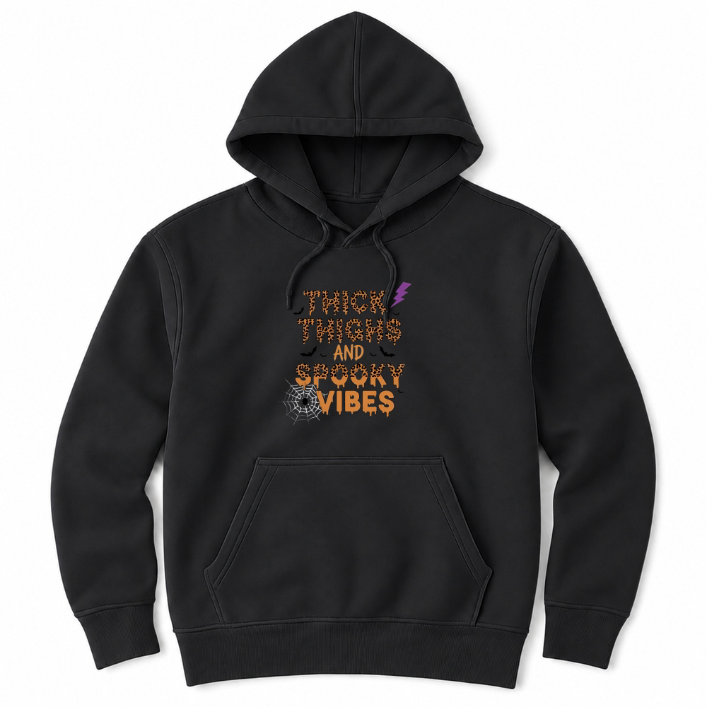 Product Halloween Retro Thick Thighs and Spooky Vibes Unisex Hoodie