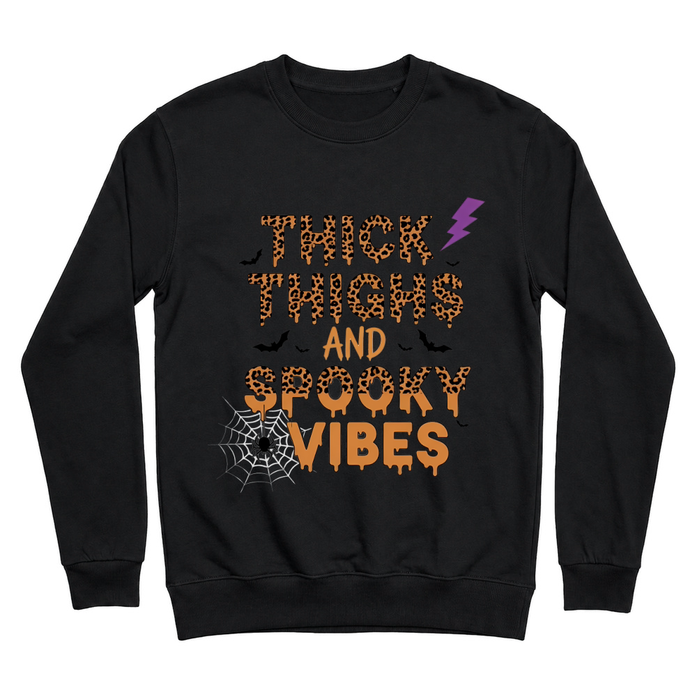 Product Halloween Retro Thick Thighs and Spooky Vibes Unisex Sweatshirt