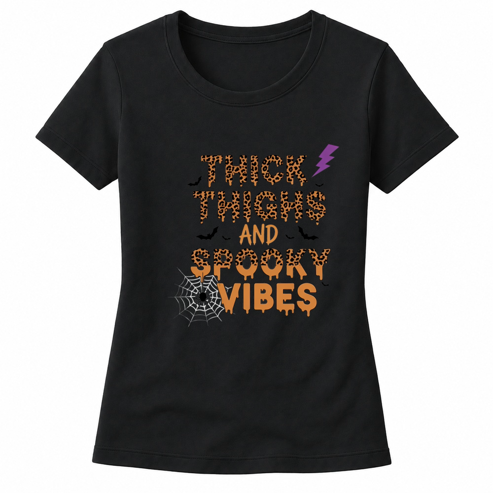 Product Halloween Retro Thick Thighs and Spooky Vibes Women's T-shirts