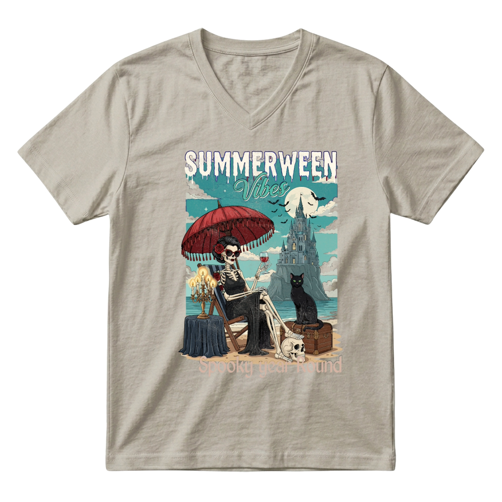 Product Summer Halloween Spooky Year Round Funny Halloween V-Neck T-shirt