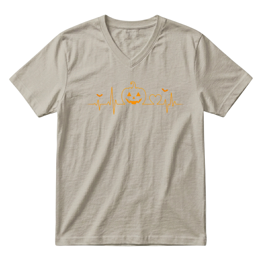 Product Halloween Pumpkin Nurse Heartbeat V-Neck T-shirt