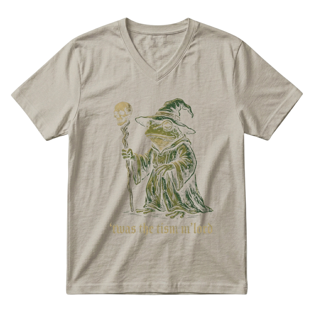 Product Frog Wizard Fantasy Illustration Halloween V-Neck T-shirt