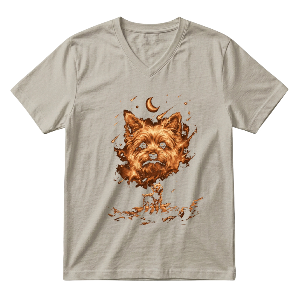Product Dog Yorkshire Cosmic Moon Funny Dog Lover V-Neck T-shirt