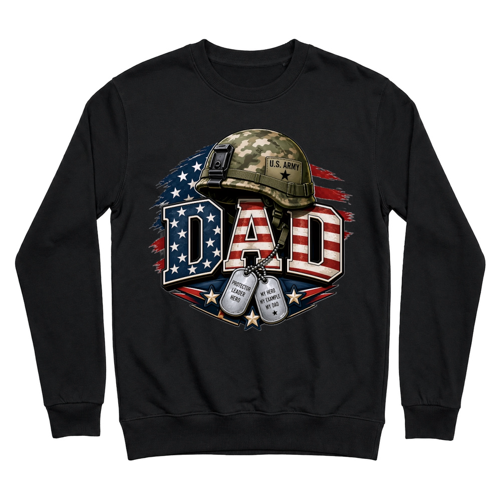 Product Dad Camo Army Helmet USA Flag Dogtag Unisex Sweatshirt