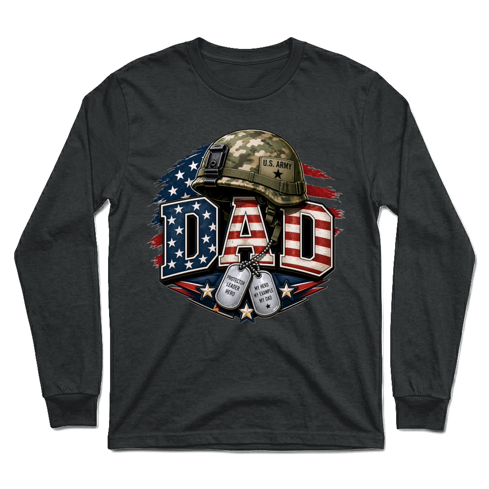 Product Dad Camo Army Helmet USA Flag Dogtag Unisex Longsleeve