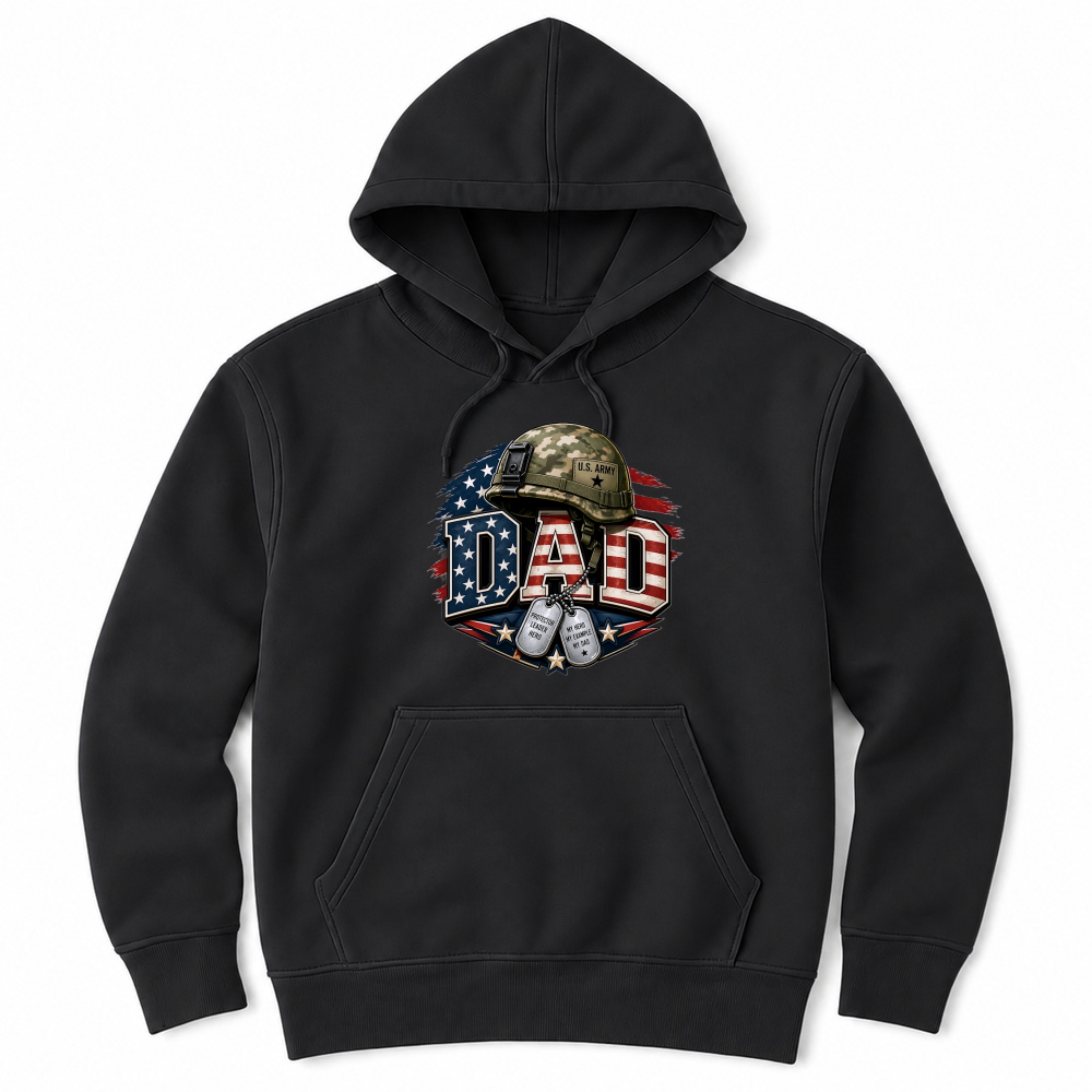 Product Dad Camo Army Helmet USA Flag Dogtag Unisex Hoodie