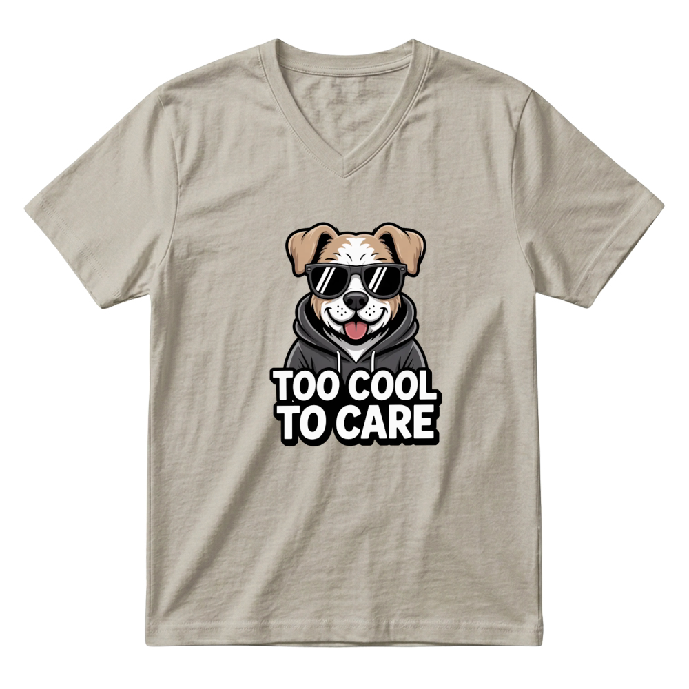 Product Cool Dog Too Cool to Care Funny V-Neck T-shirt