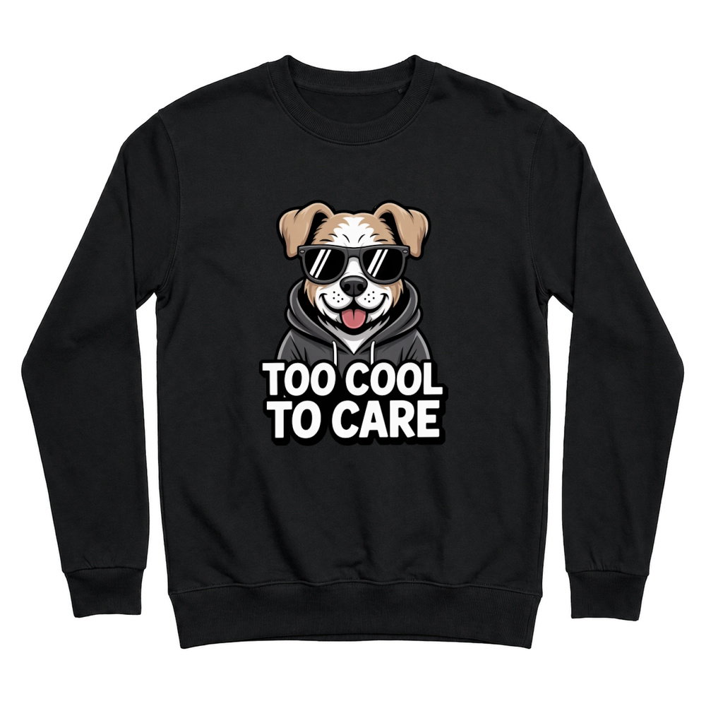 Product Cool Dog Too Cool to Care Funny Unisex Sweatshirt