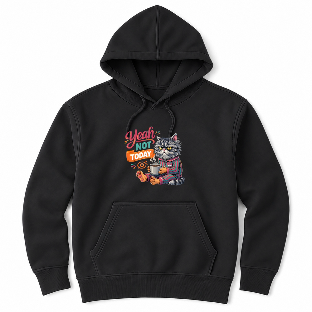 Product Yeah Not Today Funny Grumpy Cat Unisex Hoodie