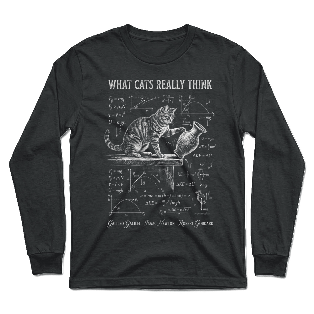 Product What Cat Really Think Funny Cat Physics Science Formula Unisex Longsleeve