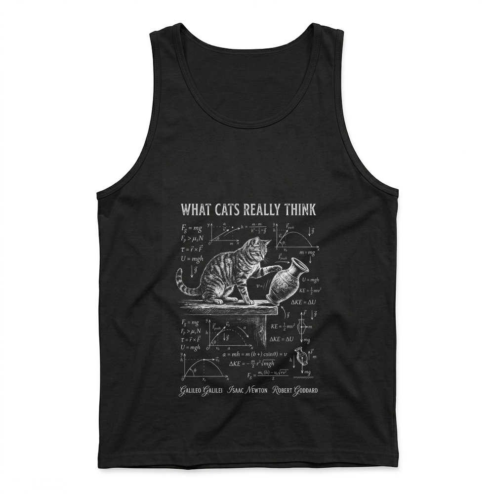 Product What Cat Really Think Funny Cat Physics Science Formula Tank Top