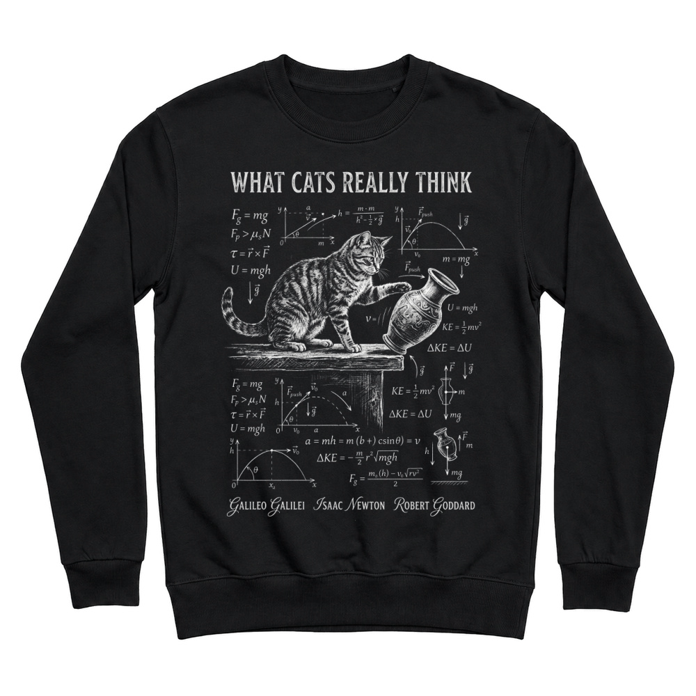 Product What Cat Really Think Funny Cat Physics Science Formula Unisex Sweatshirt