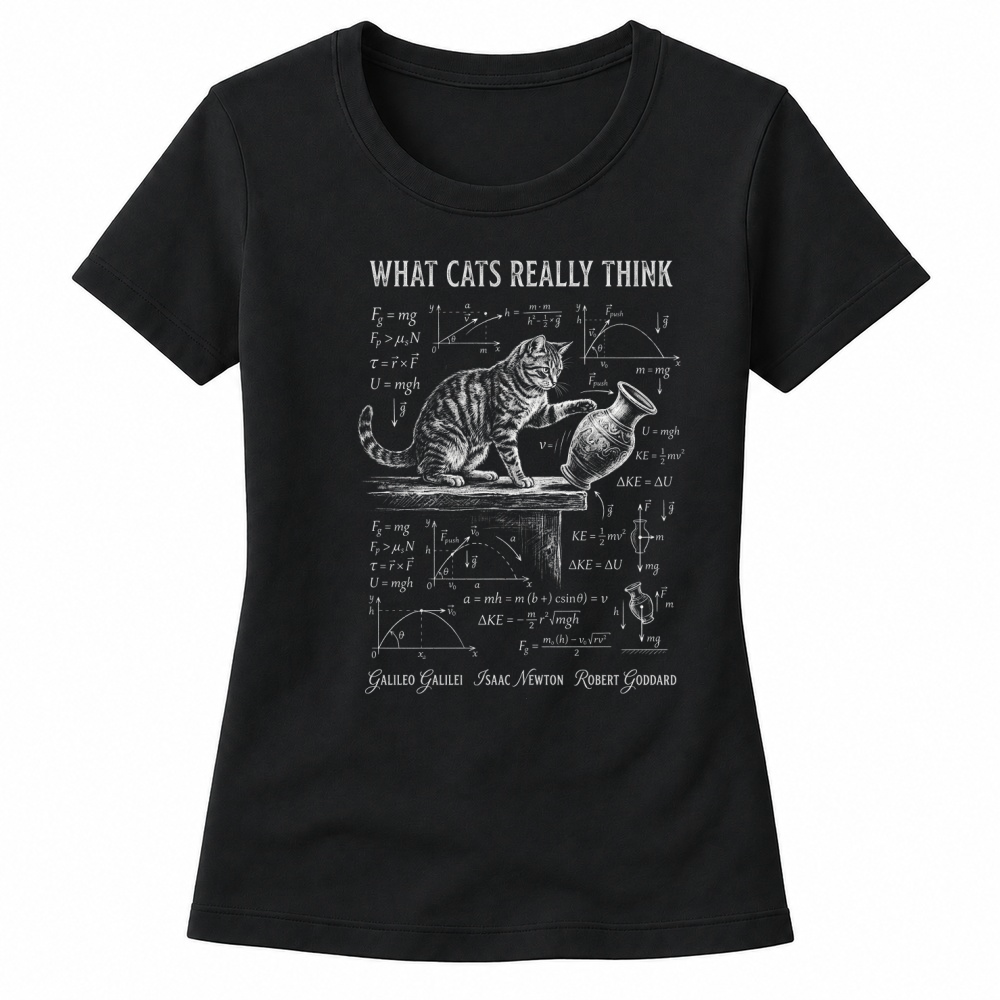 Product What Cat Really Think Funny Cat Physics Science Formula Women's T-shirts