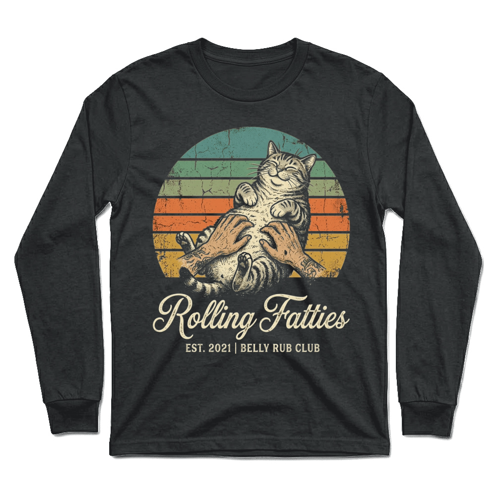Product rolling fatties belly rub club tabby cat retro Unisex Longsleeve