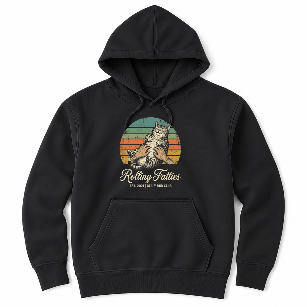 Product rolling fatties belly rub club tabby cat retro Unisex Hoodie