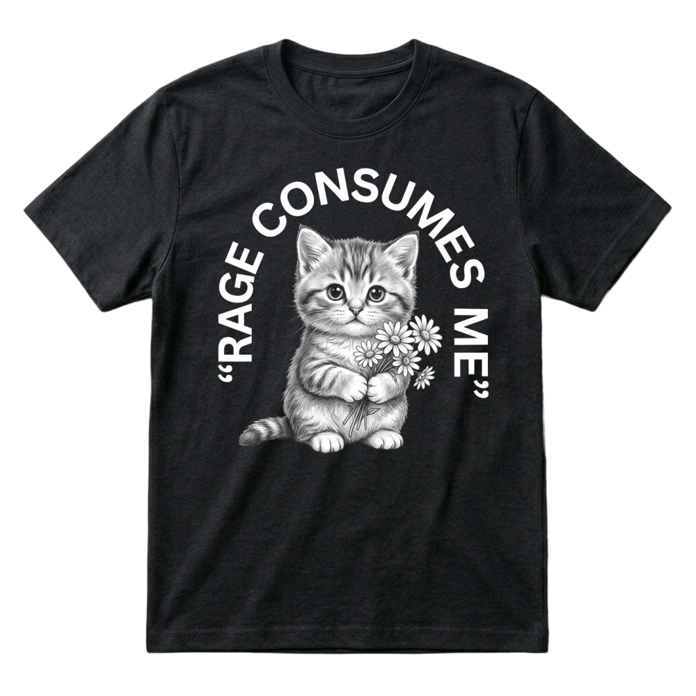 Product Rage Consumes Cat Flowers Cat Lover T-Shirt