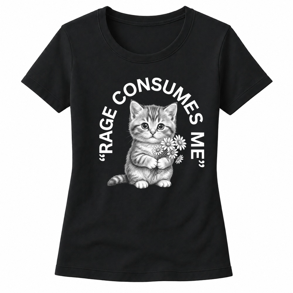 Product Rage Consumes Cat Flowers Cat Lover Women's T-shirts