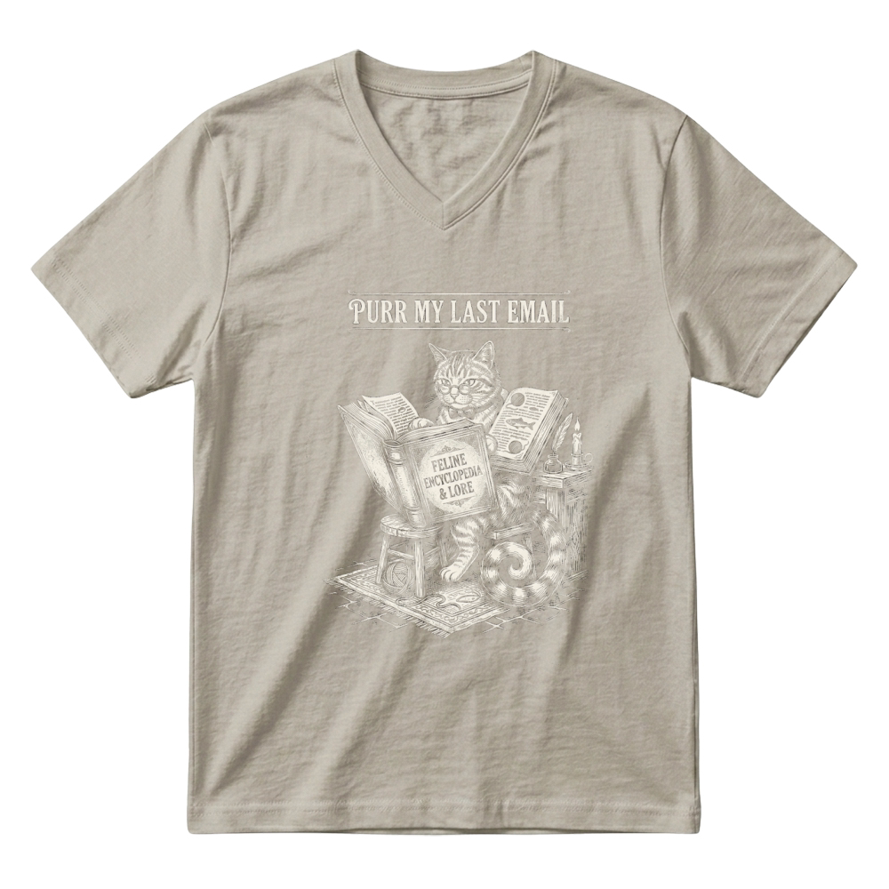 Product Purr Email Cat Feline Book V-Neck T-shirt
