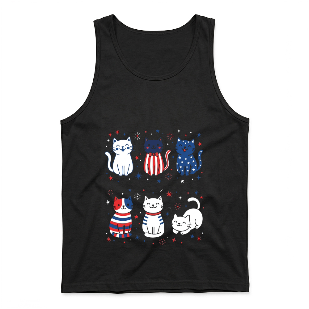 Product Patriotic Cat Stars Stripes American Tank Top