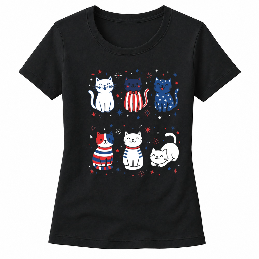 Product Patriotic Cat Stars Stripes American Women's T-shirts