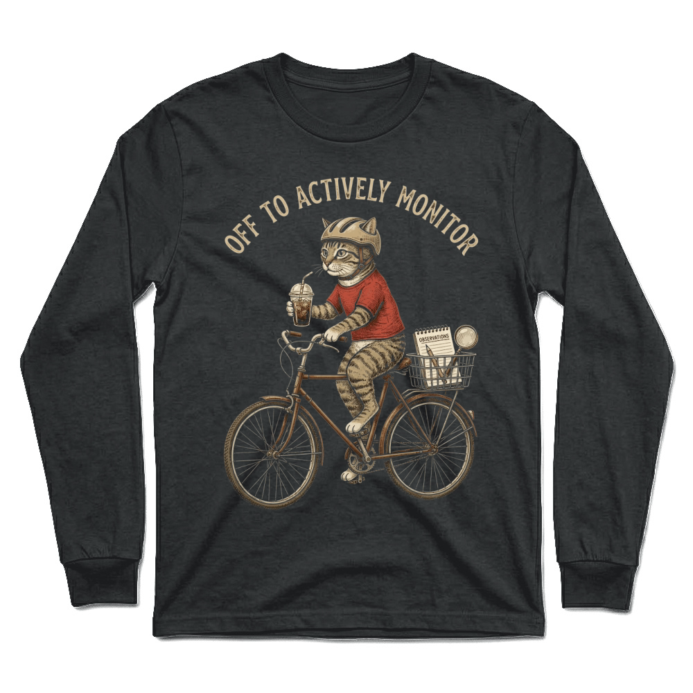 Product Off to actively monitor cat bicycle iced coffee Unisex Longsleeve