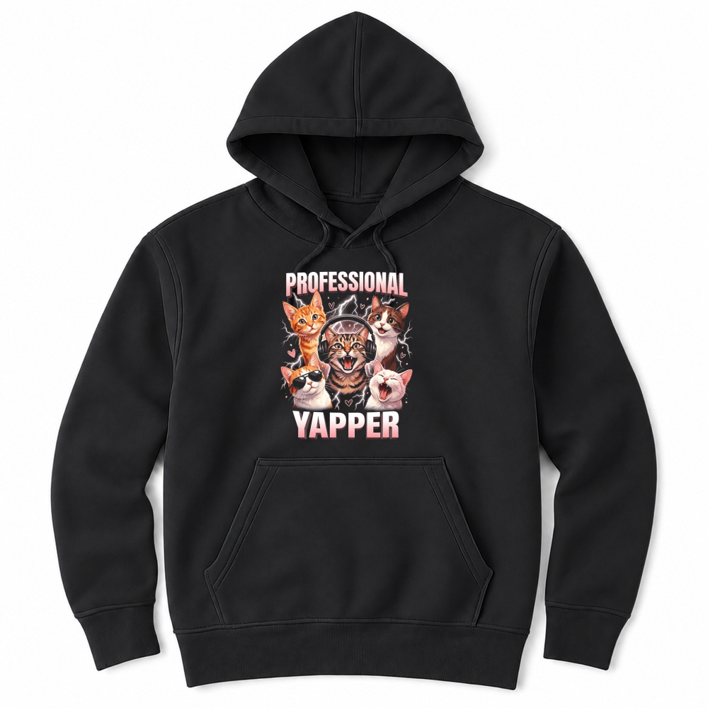 Product Professional Yapper Cat Headphones Sunglasses Unisex Hoodie