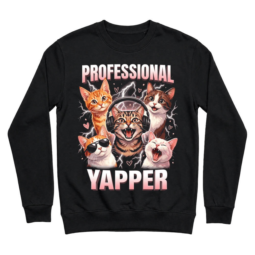 Product Professional Yapper Cat Headphones Sunglasses Unisex Sweatshirt