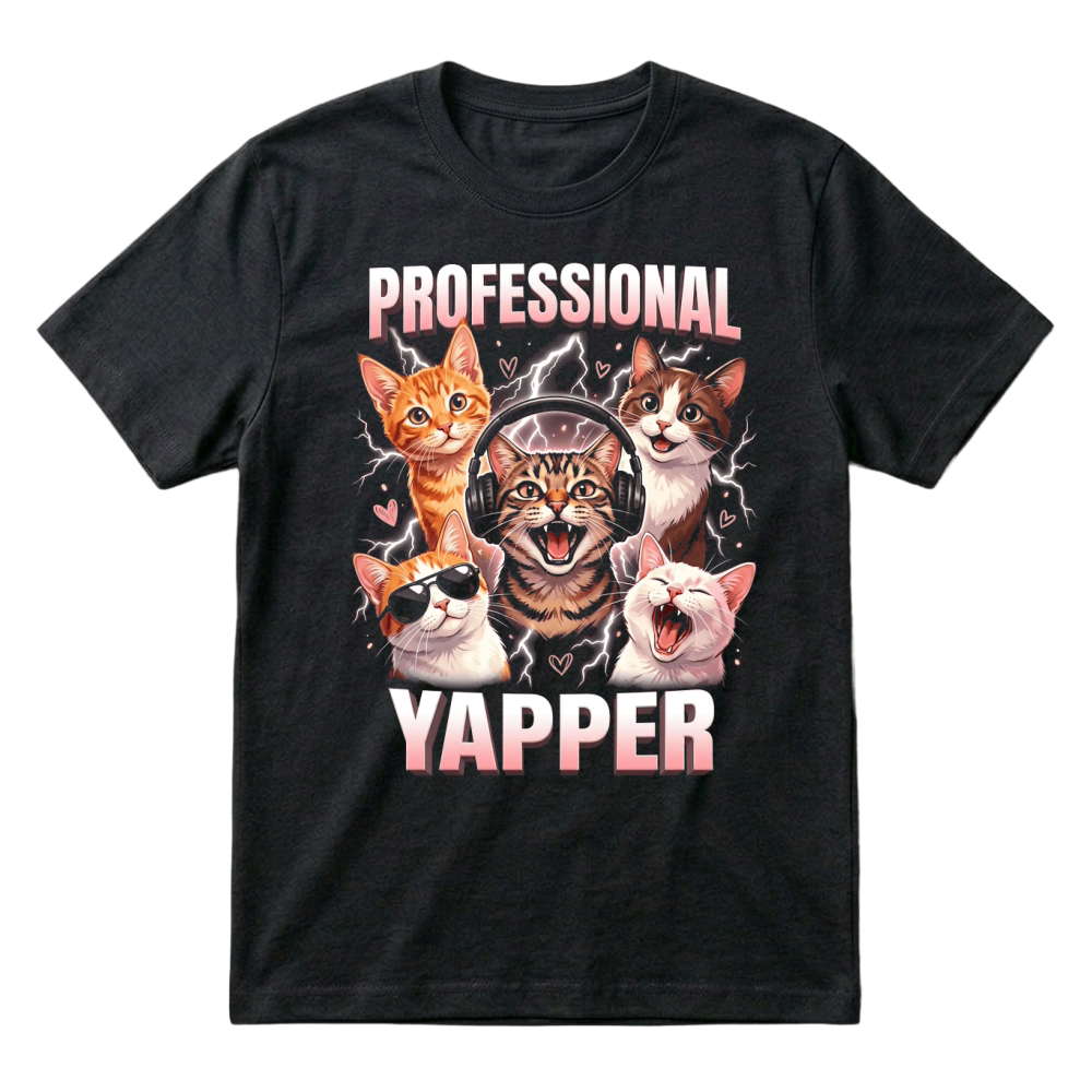 Product Professional Yapper Cat Headphones Sunglasses T-Shirt