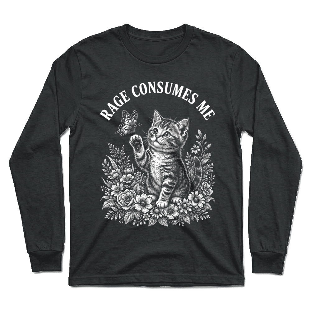 Product rage cat butterfly floral whimsical Unisex Longsleeve