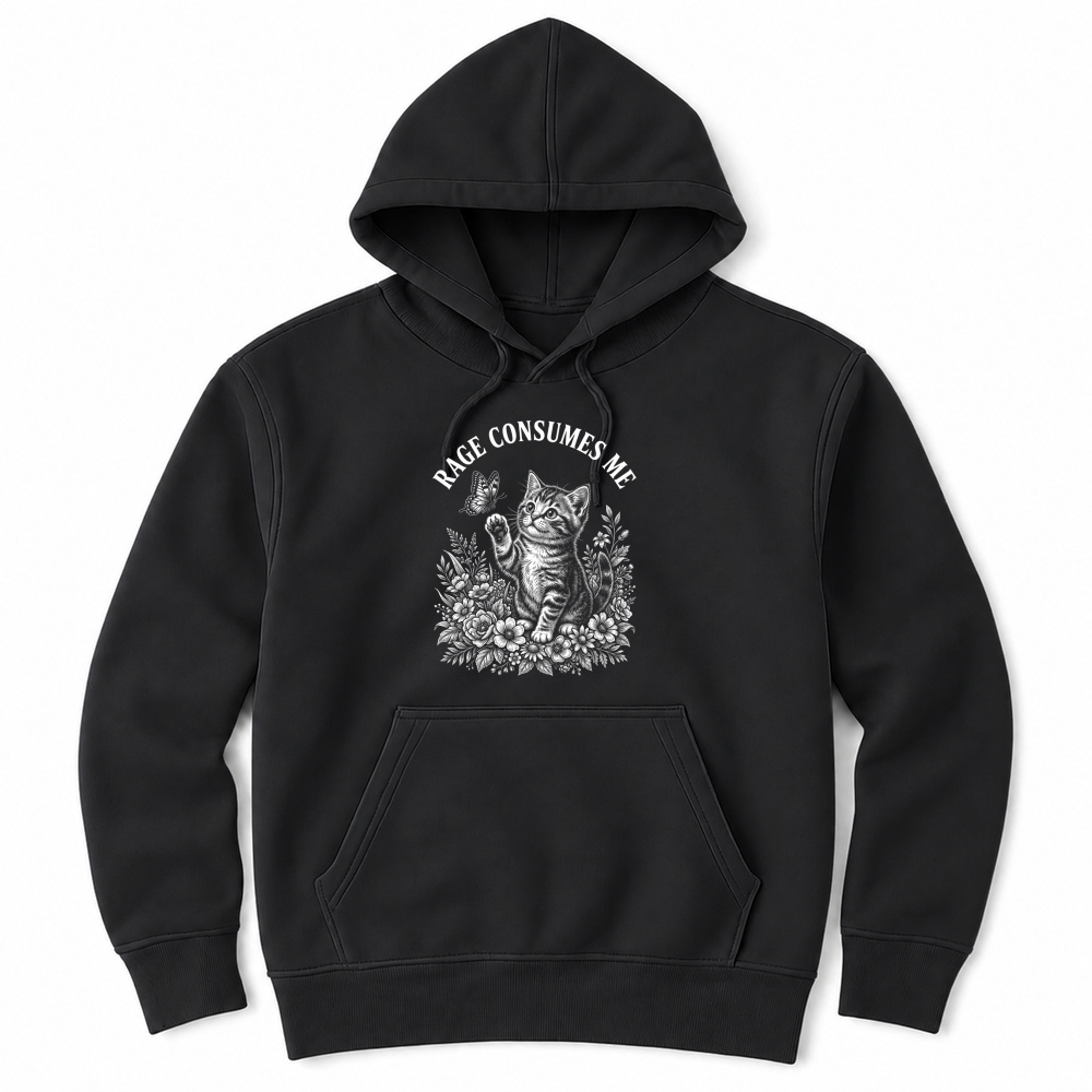 Product rage cat butterfly floral whimsical Unisex Hoodie