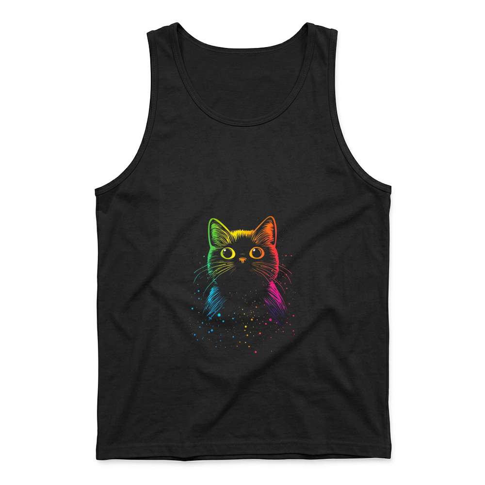 Product Rainbow Cat with Big Eyes Cat Lover Tank Top