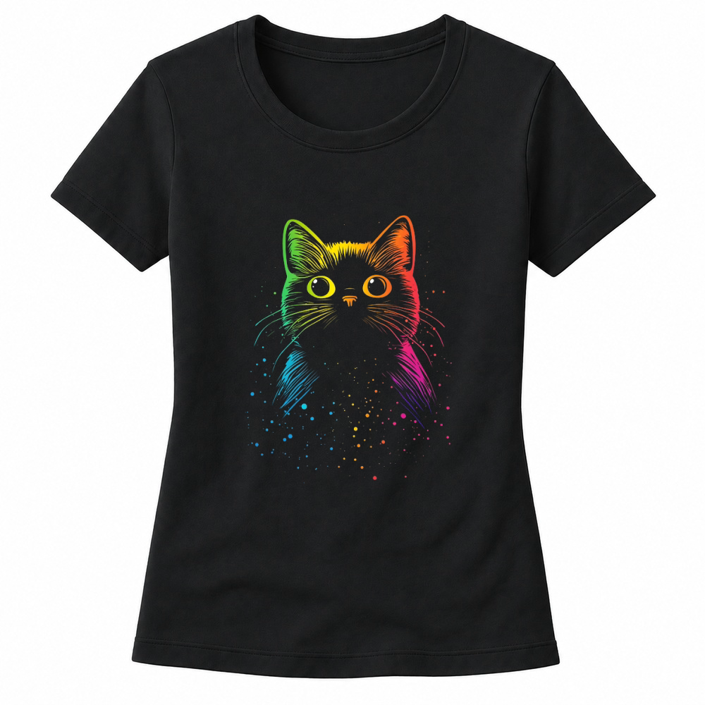 Product Rainbow Cat with Big Eyes Cat Lover Women's T-shirts
