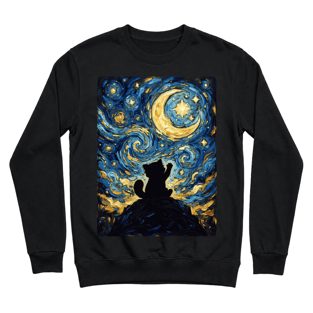 Product Starry Night Cat Painting Silhouette Unisex Sweatshirt