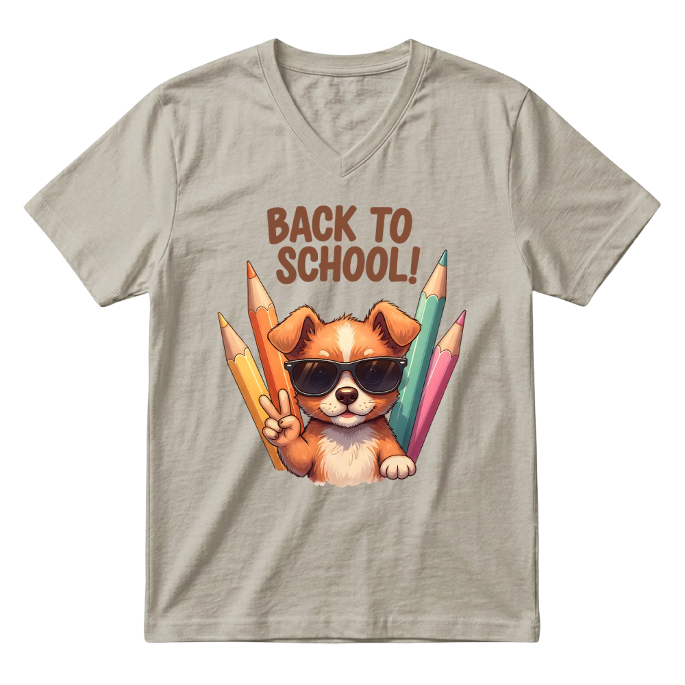 Product Back to School Dog Cool Vibes V-Neck T-shirt