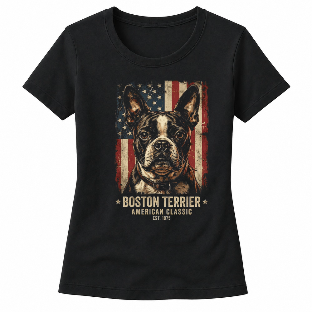Product Boston Terrier American Flag Dog Women's T-shirts