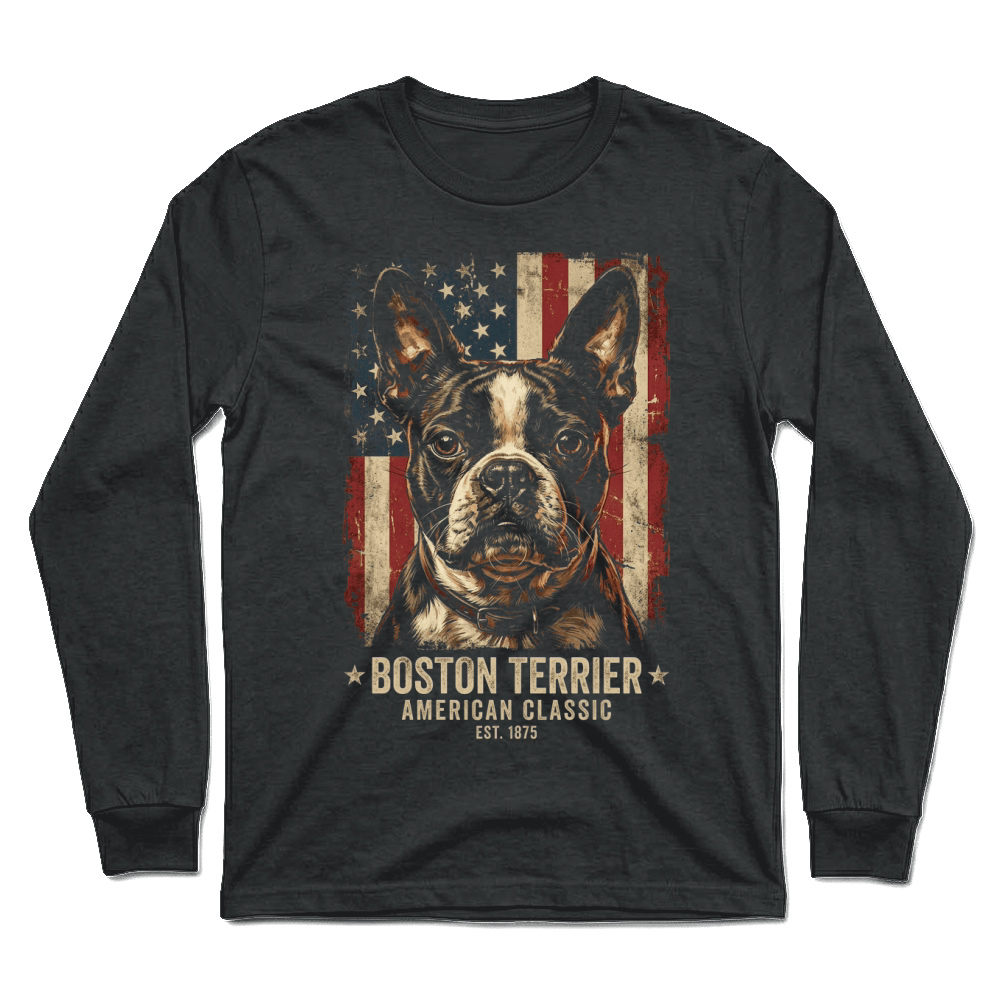 Product Boston Terrier American Flag Dog Unisex Longsleeve