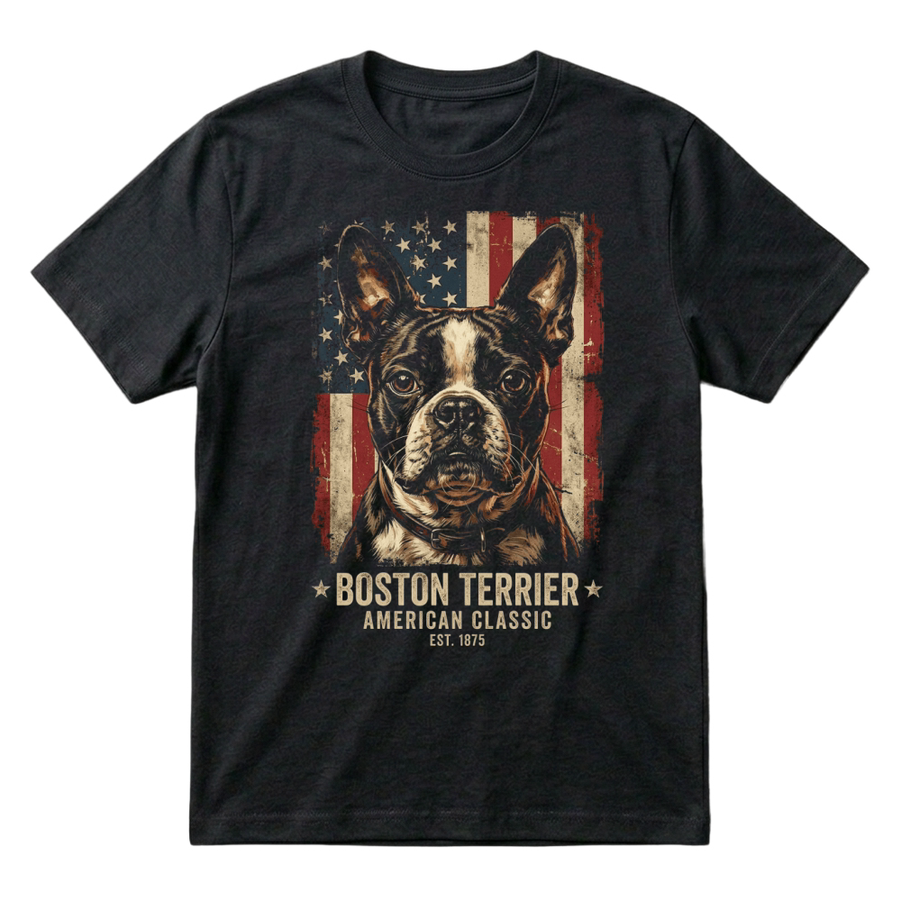 Product Boston Terrier American Flag Dog T-Shirt