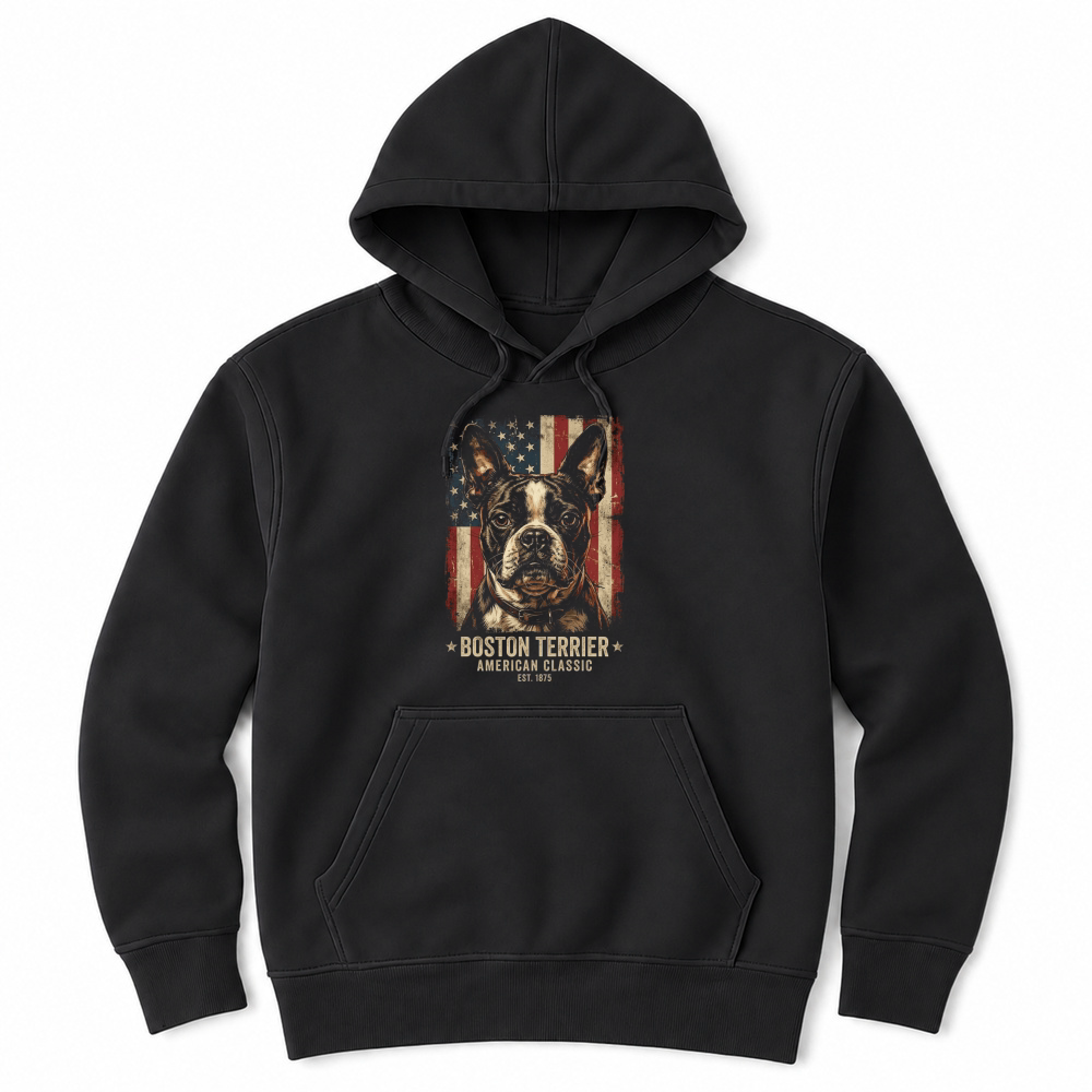Product Boston Terrier American Flag Dog Unisex Hoodie