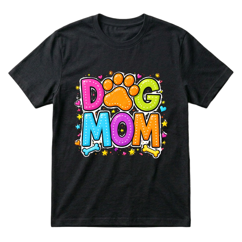Product Colorful Dog Mom Paw Print Stars T-Shirt