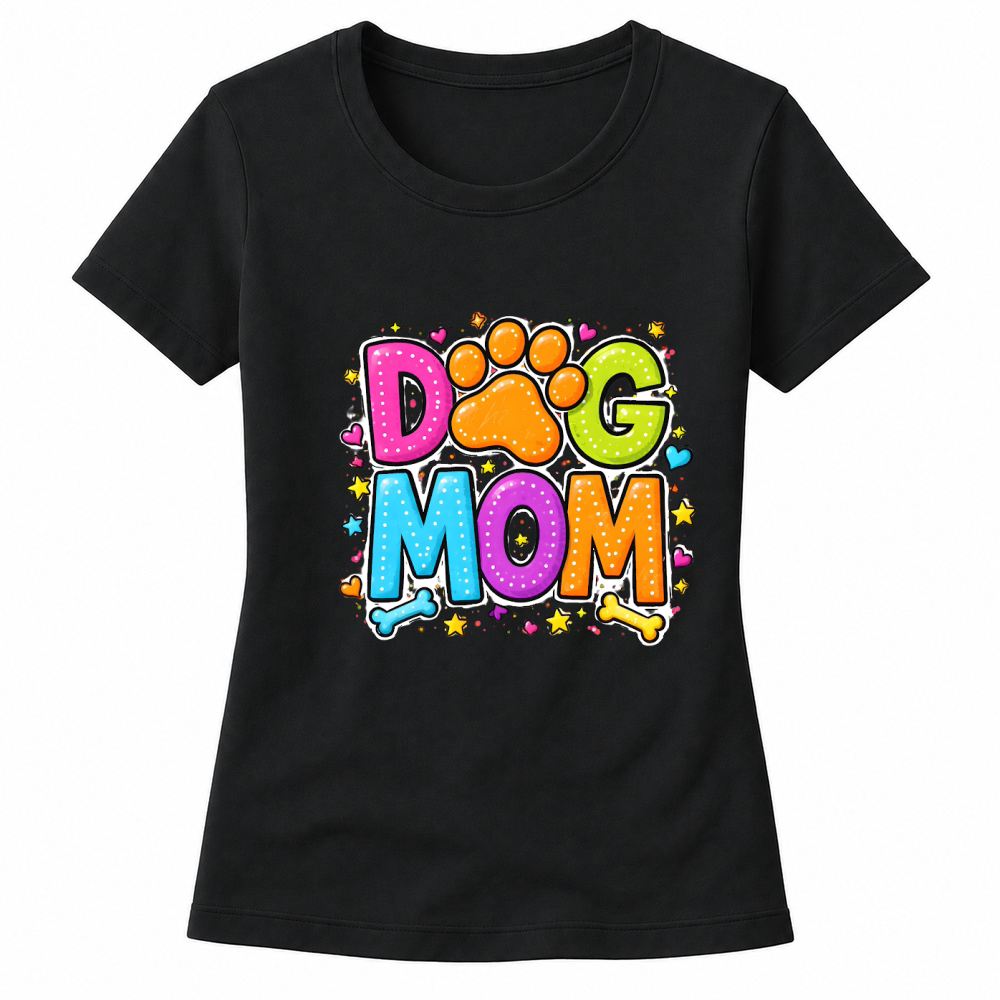 Product Colorful Dog Mom Paw Print Stars Women's T-shirts