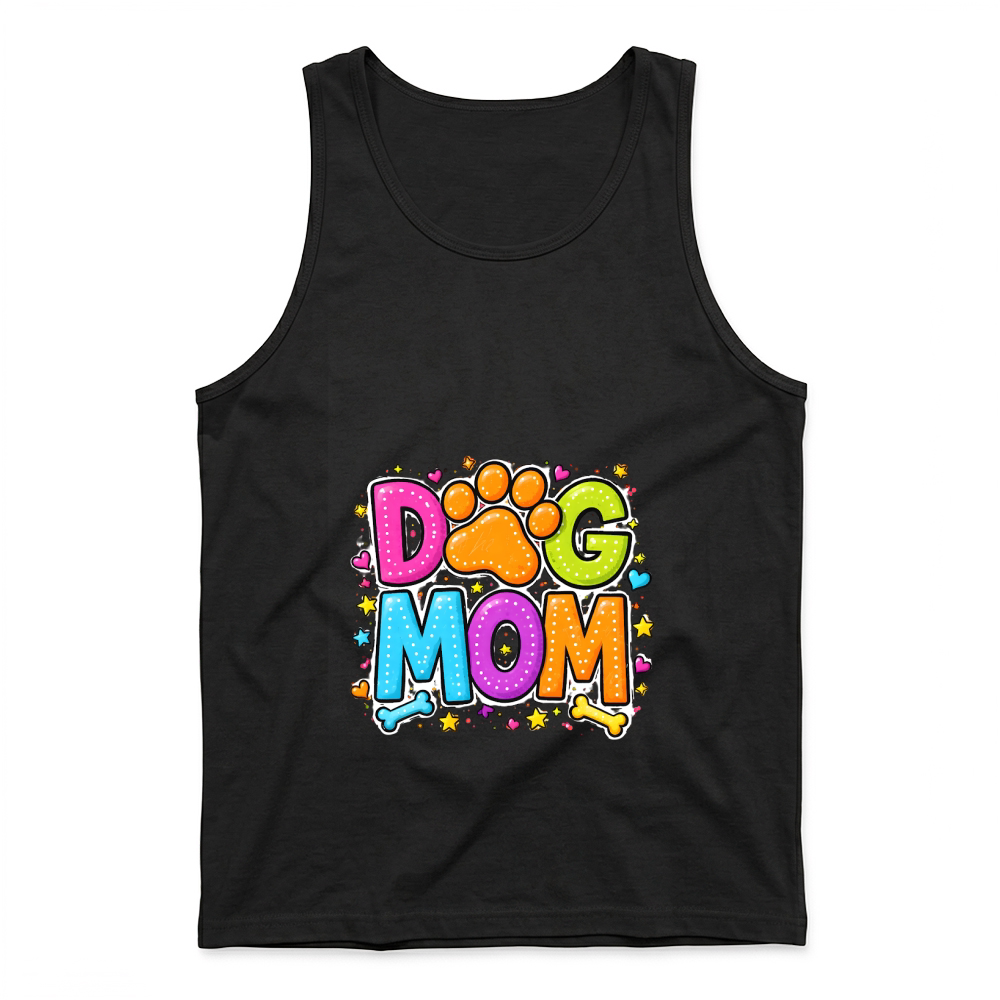 Product Colorful Dog Mom Paw Print Stars Tank Top