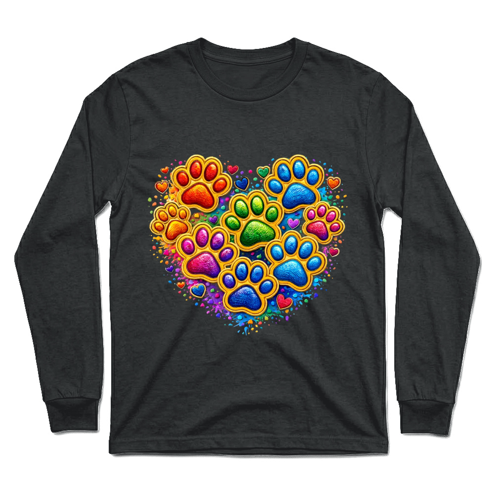 Product Colorful Pet Paw Heart Dog Lover Unisex Longsleeve
