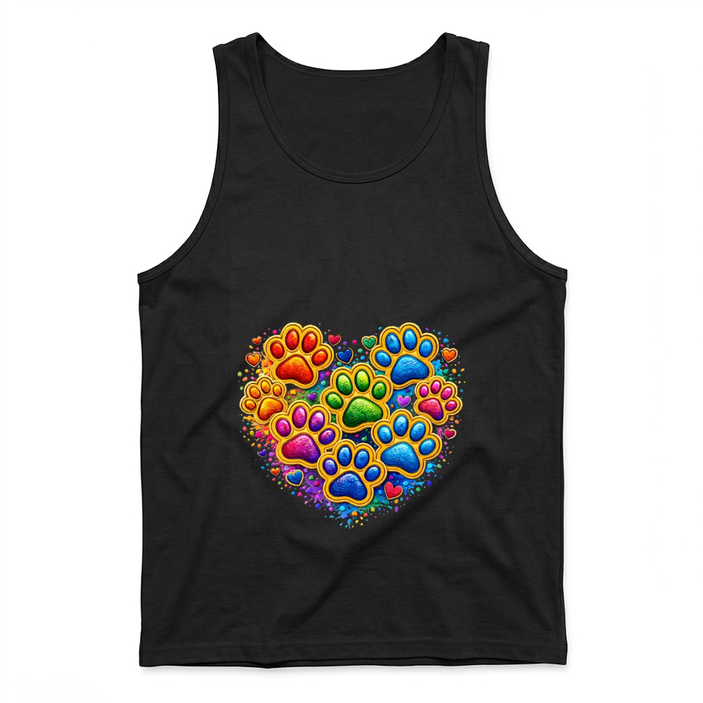 Product Colorful Pet Paw Heart Dog Lover Tank Top