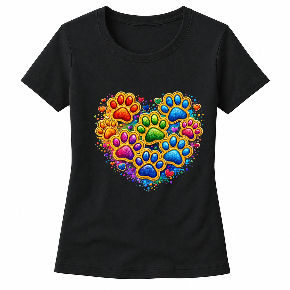Product Colorful Pet Paw Heart Dog Lover Women's T-shirts