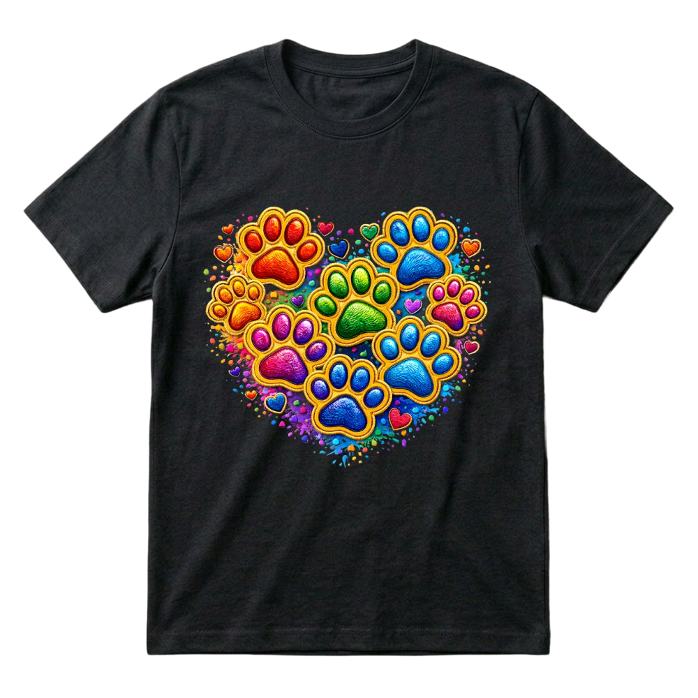 Product Colorful Pet Paw Heart Dog Lover T-Shirt