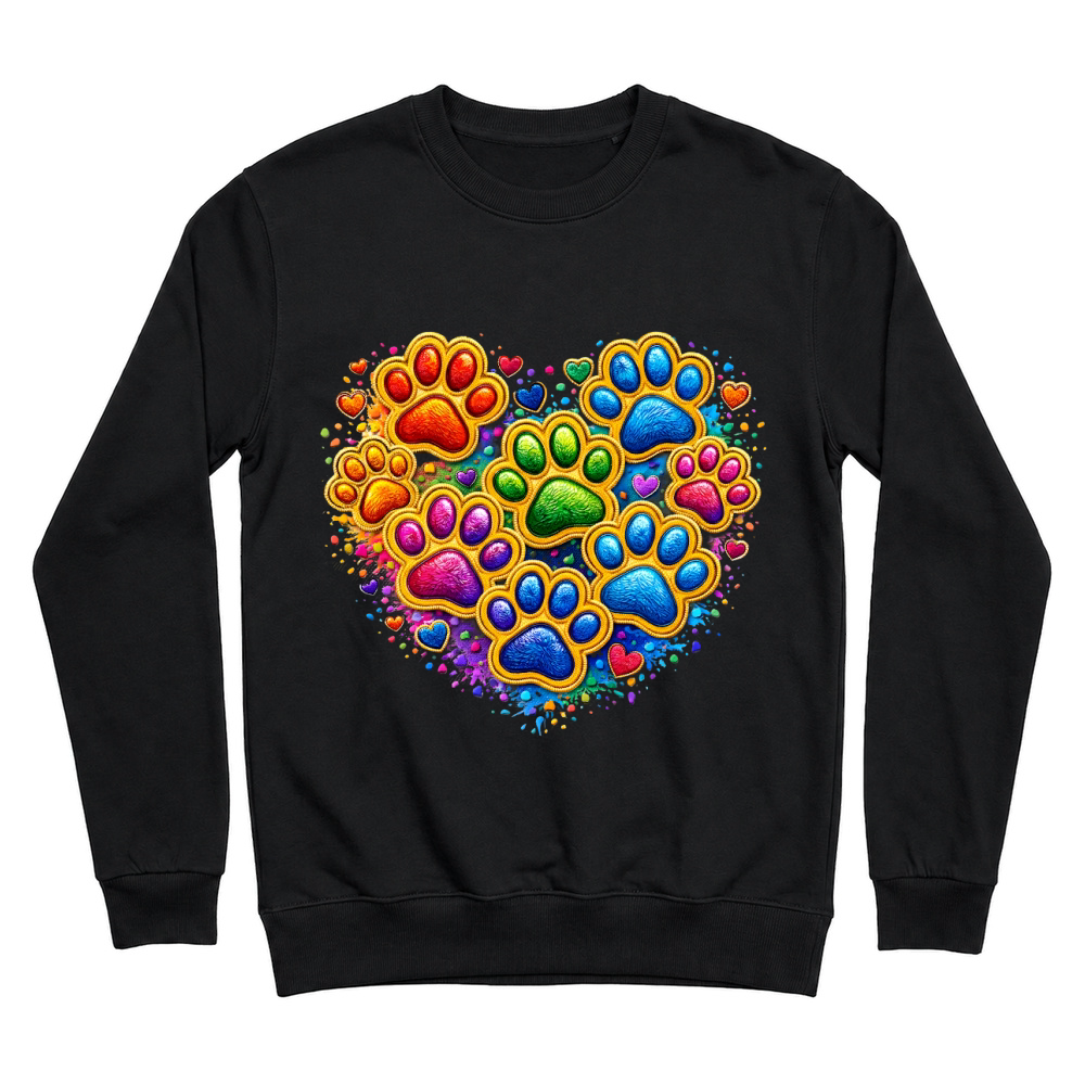 Product Colorful Pet Paw Heart Dog Lover Unisex Sweatshirt