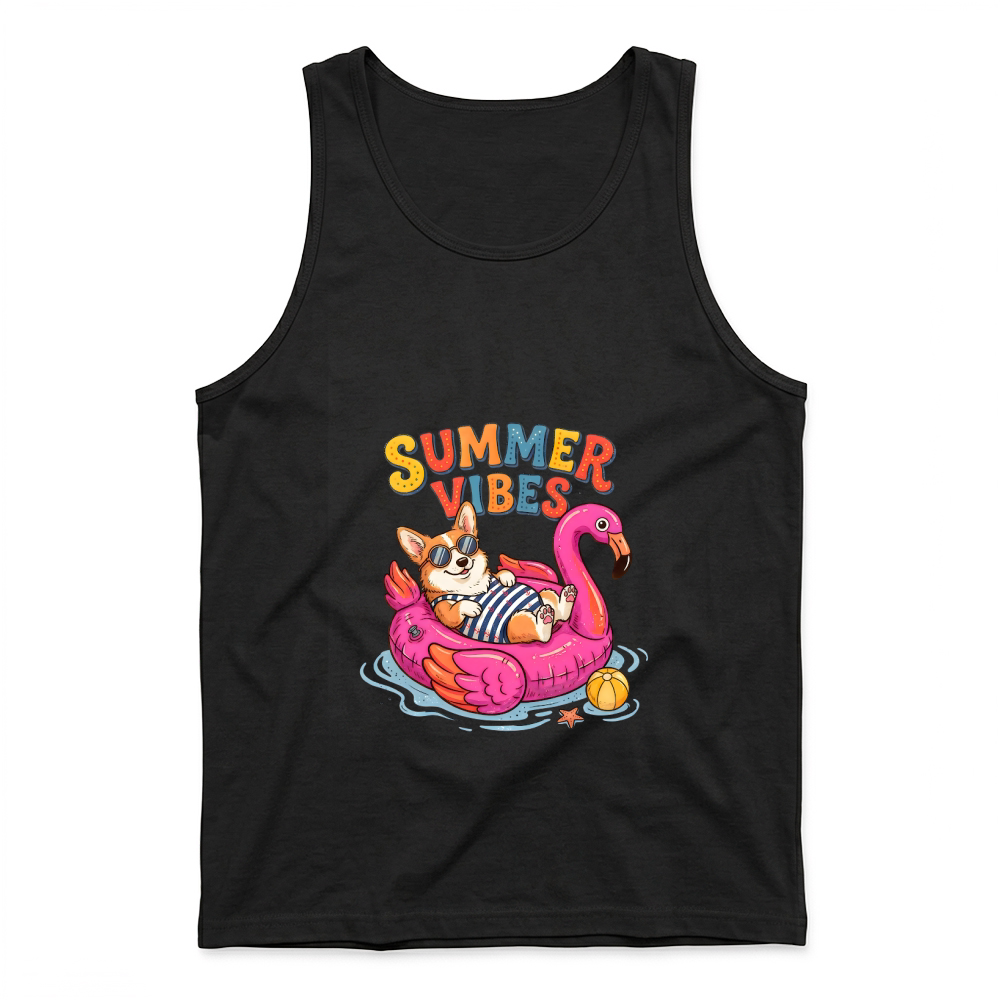 Product Cute Corgi Summer Vibes Dog Tank Top