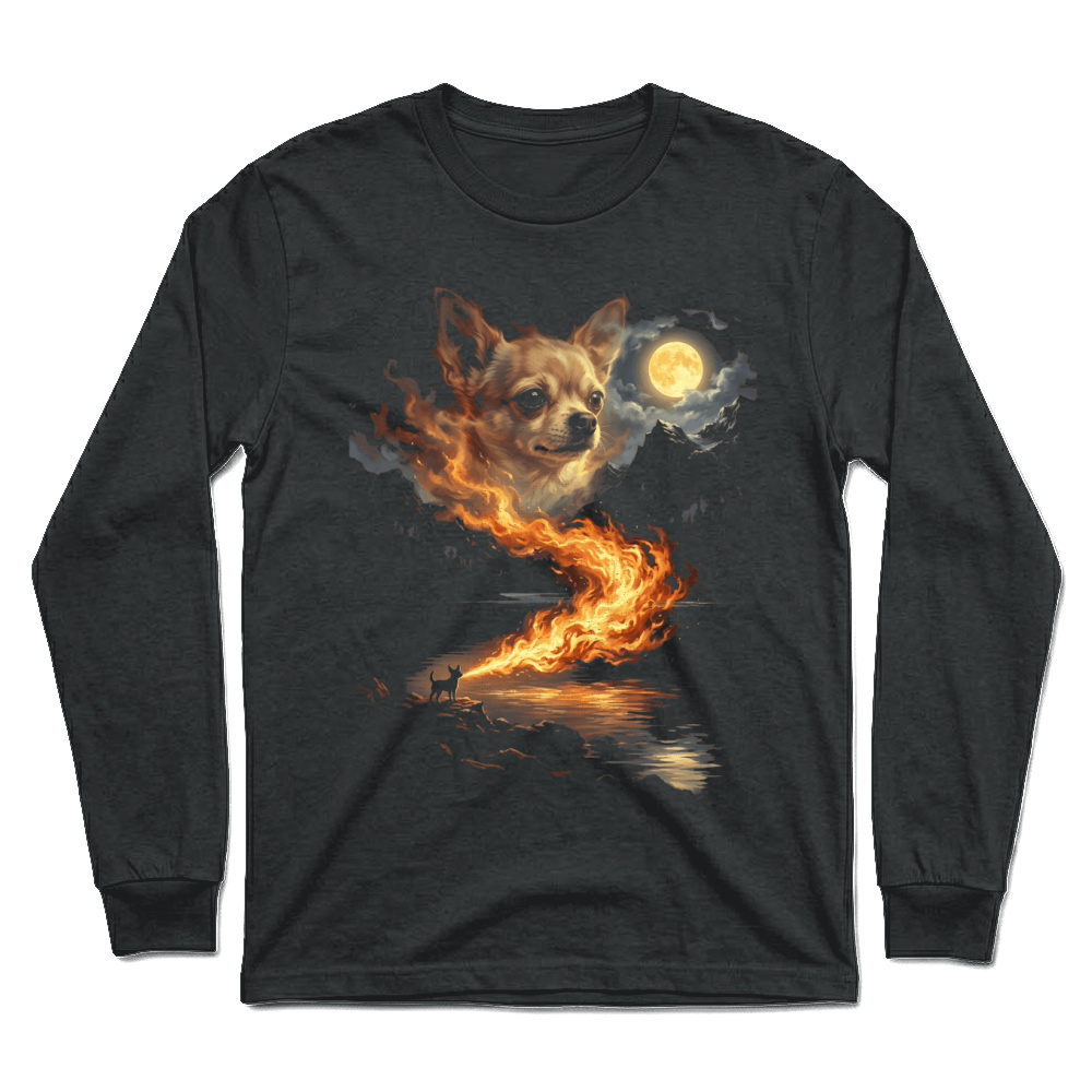 Product Chihuahua Fire Moon Landscape Dog Lover Unisex Longsleeve
