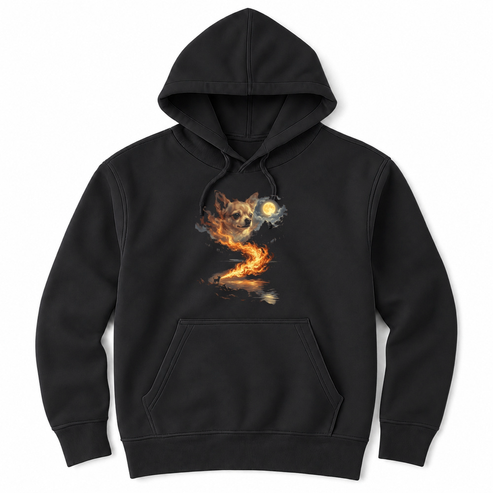 Product Chihuahua Fire Moon Landscape Dog Lover Unisex Hoodie